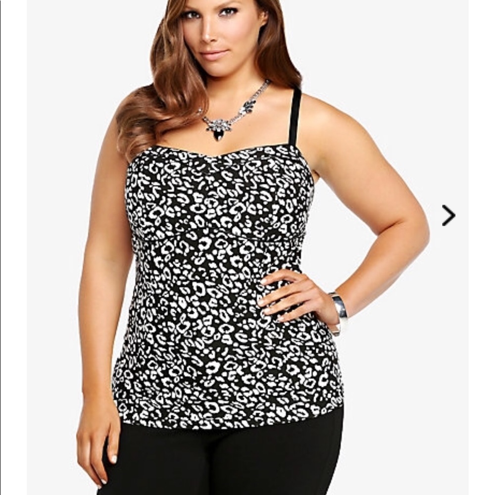 Torrid Black & White Animal Print Bustier Top